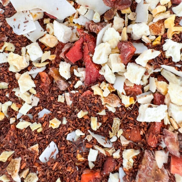 Evasion tropicale infusion tropicale, thé bio fruité, mélange exotique pour thé, potion ensoleillée, thé aux fruits tropicaux, infusion rafraîchissante, mélange de rooibos bio, préparation pour thé tropical, infusion exotique douce, thé gourmand aux fruits, mélange fruité bio