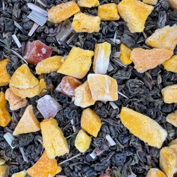 infusion tropicale, thé bio rafraîchissant, mélange exotique pour thé, potion fruitée et mentholée, thé vert bio aux fruits tropicaux, infusion vivifiante, mélange de thé bio, préparation pour thé tropical, infusion fraîche et fruitée, thé doux et revitalisant, mélange équilibrant pour thé